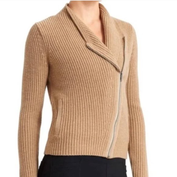 Athleta Stowe Moto Zip Sweater Jacket XL, 100% merino wool, super thick - Picture 1 of 5